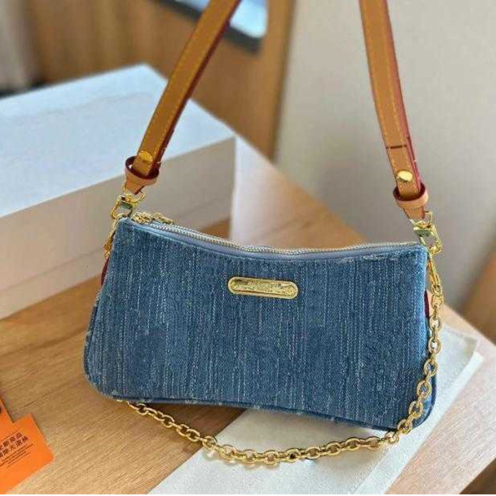 Shoulder Bags Evening Bags designer pochette bag chain underarm bag zipper hobo old flower vintage classic women purse denim bag wallet on chain bag 66