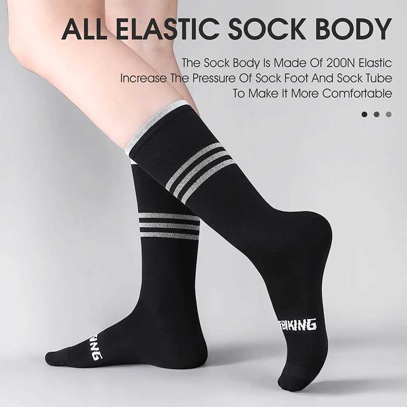 WEST BIKING Cycling Aero Socks NonSlip Reflective Striped Long Socks MTB Racing Bike Compression Socks Football Sports SocksW251011