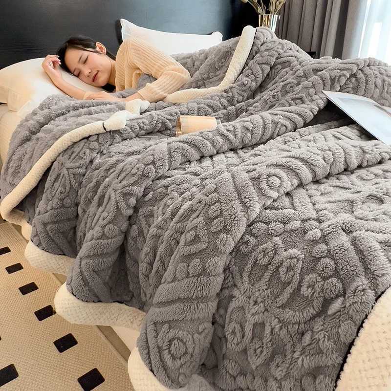 WASART Warm plush jacquard blanket for beds autumn winter fluffy coral fleece sofa throw blanket extra large thicken bed sheet Y251011