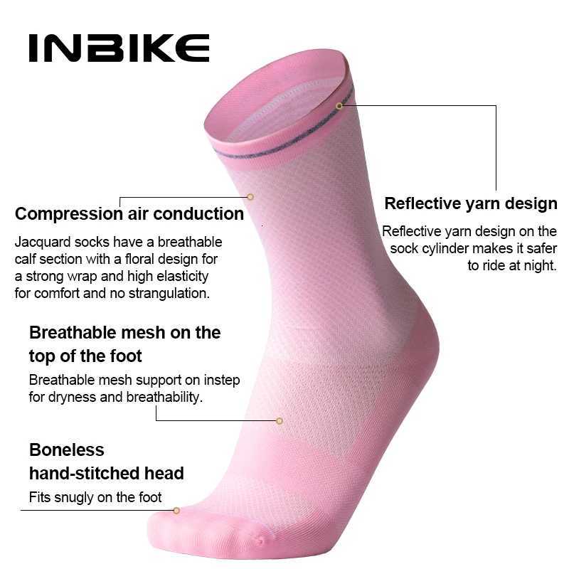 INBIKE Cycling Socks Antislip Socks for Men and Women Reflective Cycling Breathable Outdoor Sports Running and Cycling SocksW251011