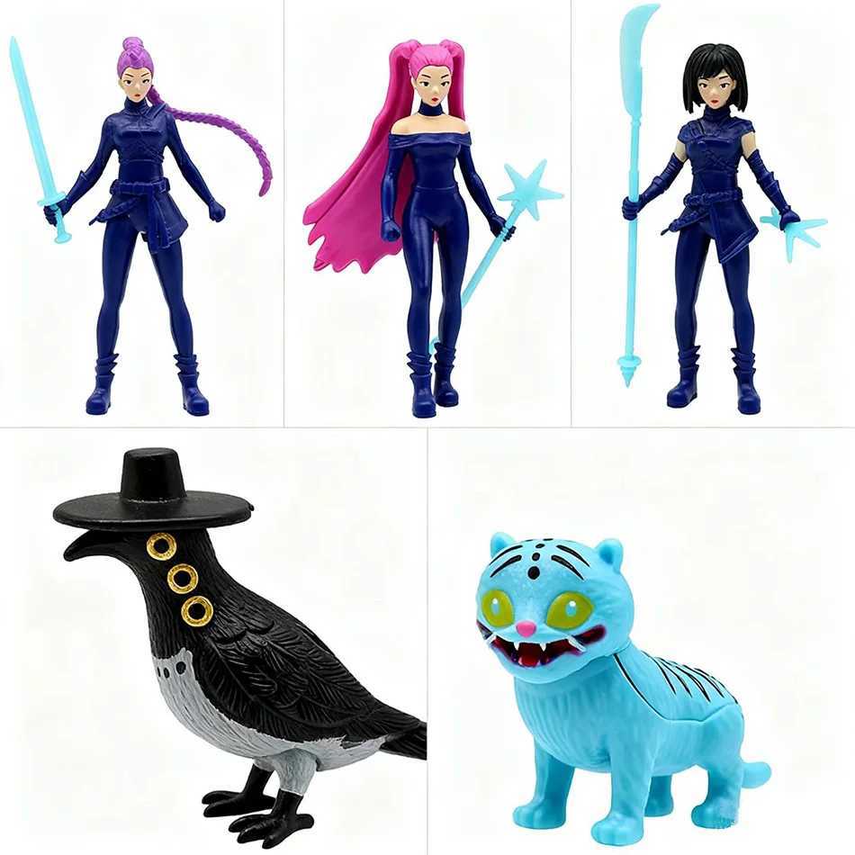 5pcsSet Kpop Demon Hunters Action Figure Toy Derpys Tiger Rumi Mira Zoey Sussy Figurine Doll For Fans GiftJ251011