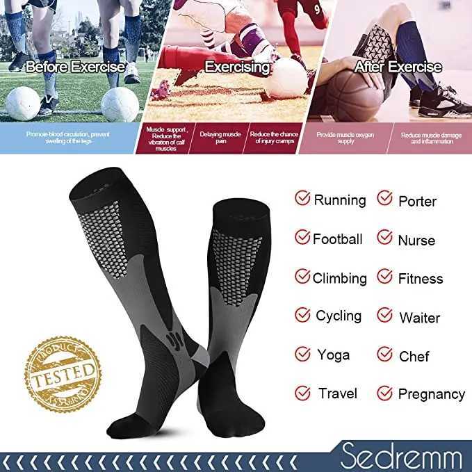 3 Pairslot Compression Socks Sports Socks Pack Football Socks Anti Slip Soccer Socks Men Women Basketball Baseball Rugby SocksW251011