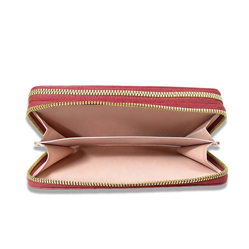 Wallets Women's Burgundy Woven Long Zip Wallet - Chic Wristlet Clutch with Metal Hook, Large Capacity Purse for Daily & Travel DSL