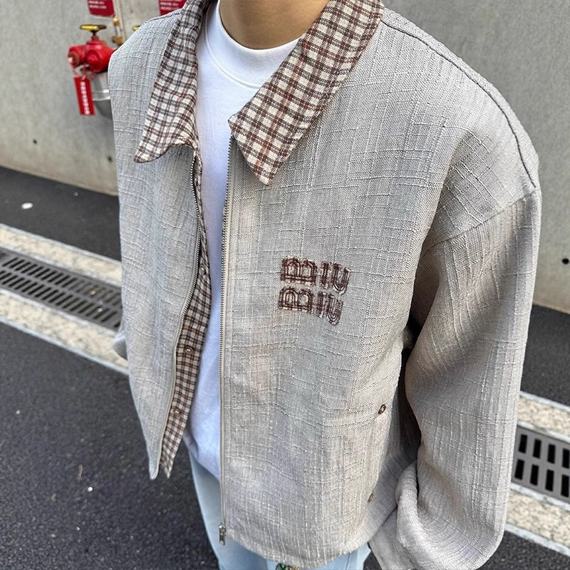 American Retro Patchwork Cleanfit Jacket For Men Autumn Design Loose Fit Designer Jacket High-end Jacket Men Feel Jacket