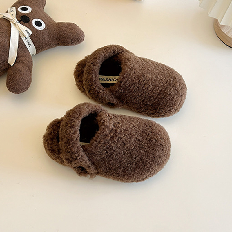Kids Winter Slippers for Toddlers Children's Fur Short Plush Warm Flats Slippers Kidszworld Girl Boy Winter Slides Slippers Sizes 22 - 36 K01016