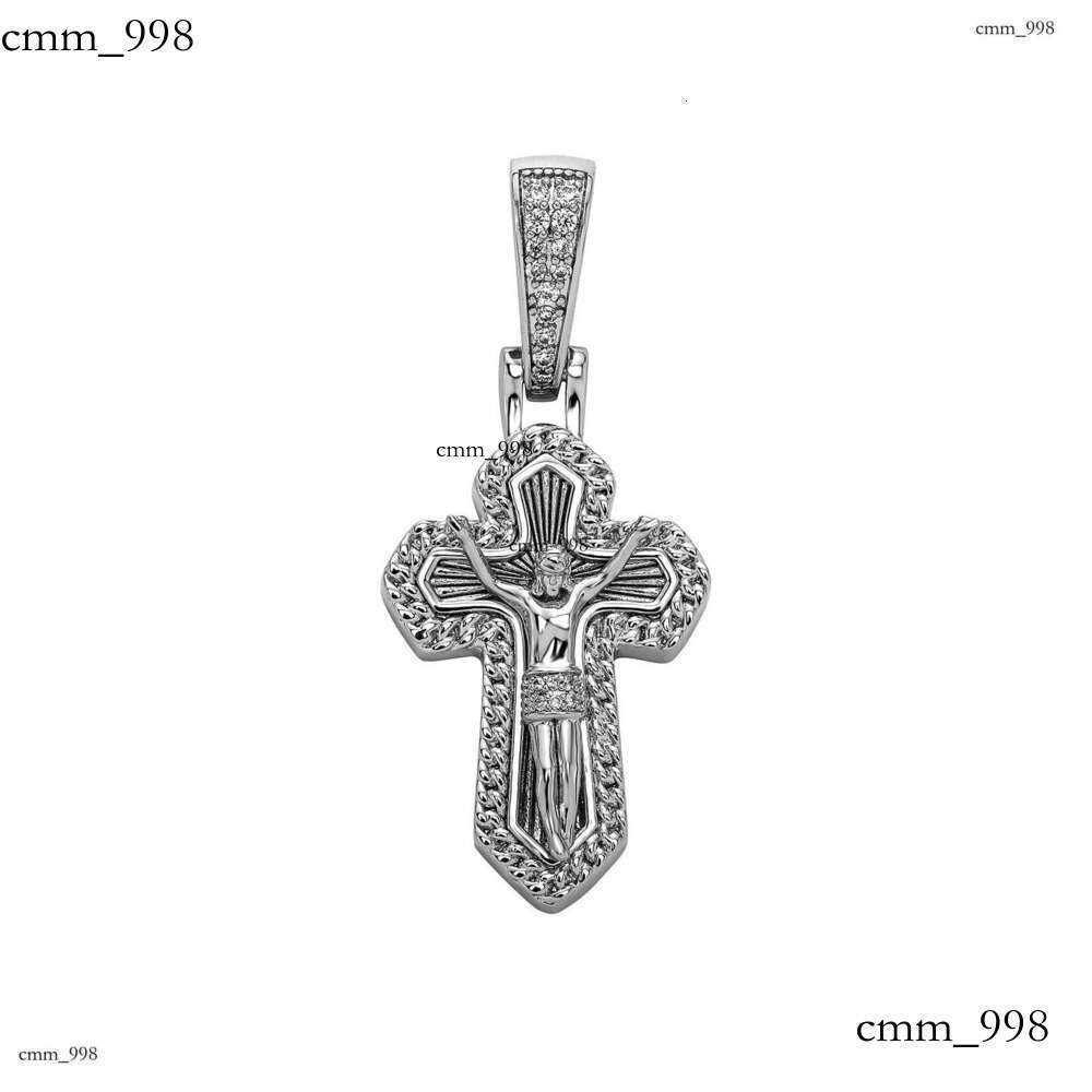 New Cross Wind Micro Inlaid Gold-Plated Prayer Jewelry Pendant Men's Hip-Hop Necklace