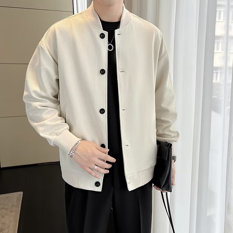 Stand Jacket Men Collar Simple Solid Color Jacket Men's Youth Slim Fit Korean Fashion Trendy Designer Jacket Brand Casual Coat Men's Spring Autumn New