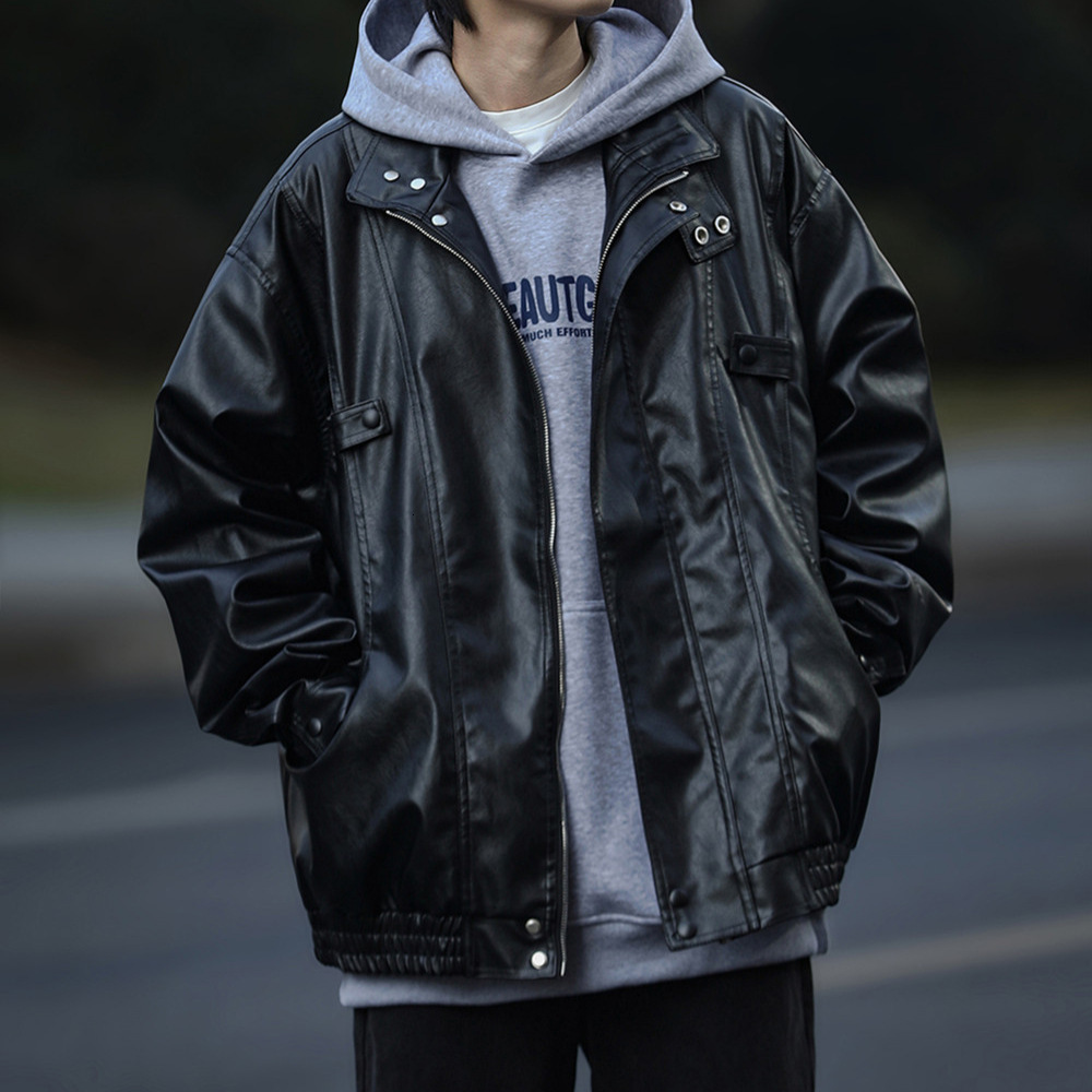 Spring And Autumn American Retro Pilot PU Leather Jacket For Men And Women Stylish Loose Stand Collar Designer Jacket Men Jacket Leather Coat