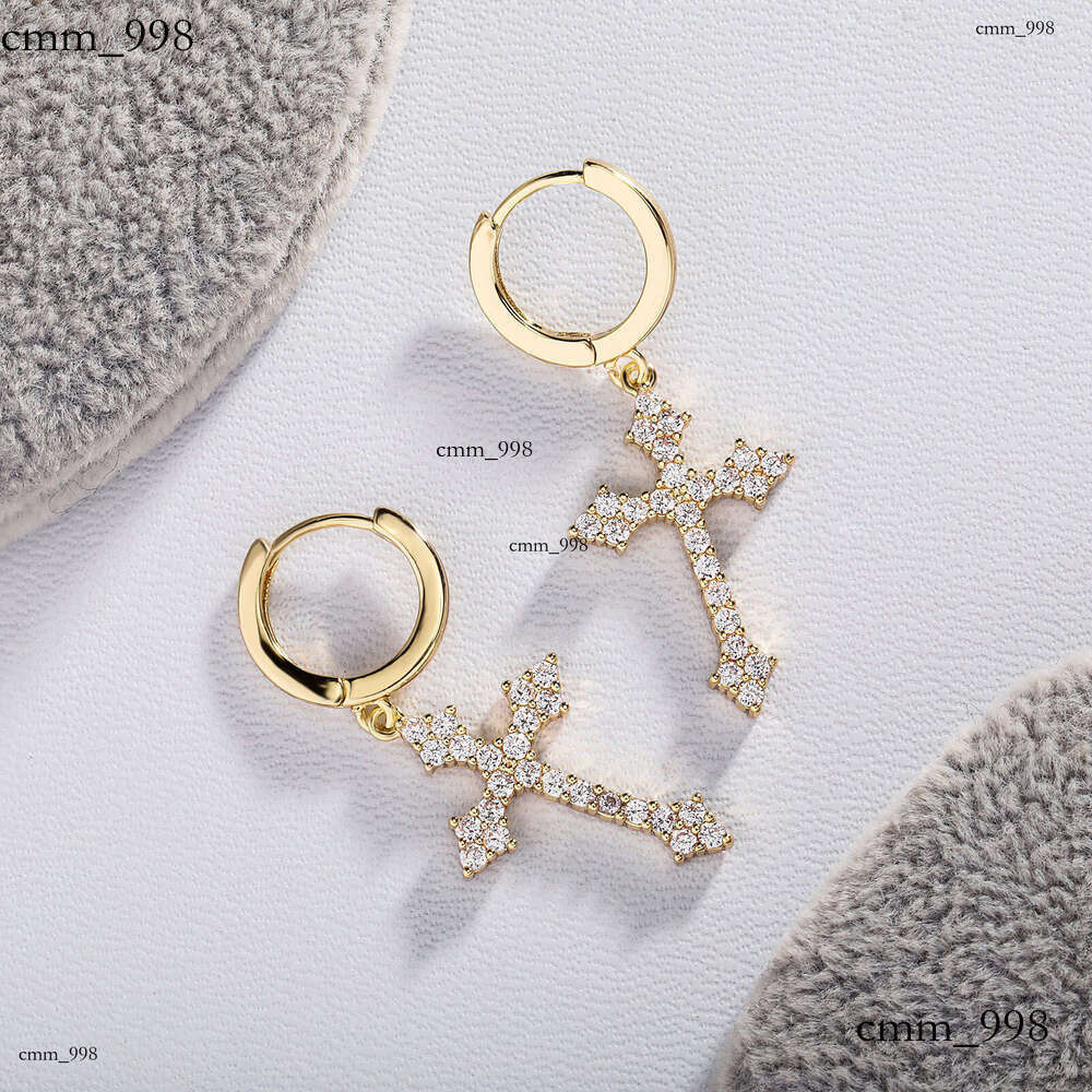 Cross Inlaid with High-Quality Zircon Korean Fashion Earrings White Personality Ear Jewelry