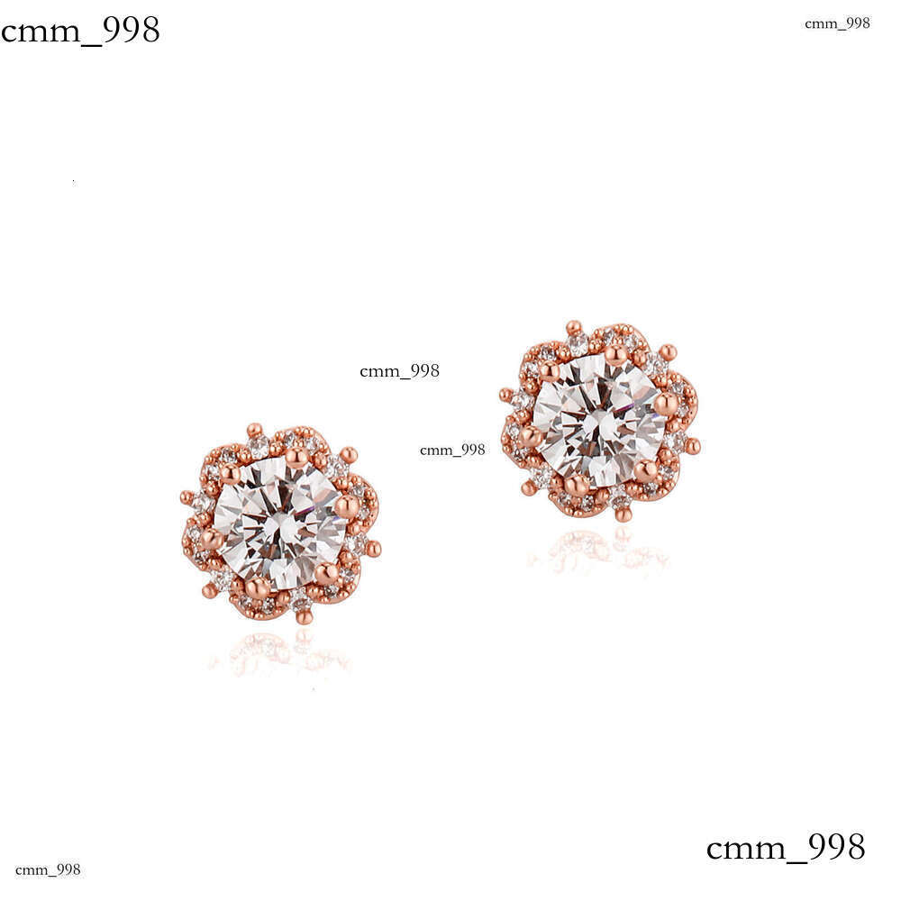 Fashion Men's Super Shiny Dia Iced Out VVS Needle Plum Blossom Inlaid Full Zircon Earrings Versatile Accessories