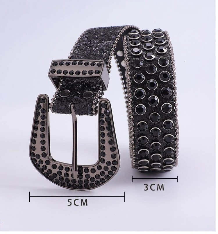 Mens Jeans Rhinestone Large Size Belt Womens Belt Western Denim Shiny Rivet n Leather HipHop Punk Rock Y2K Style Belt 251011