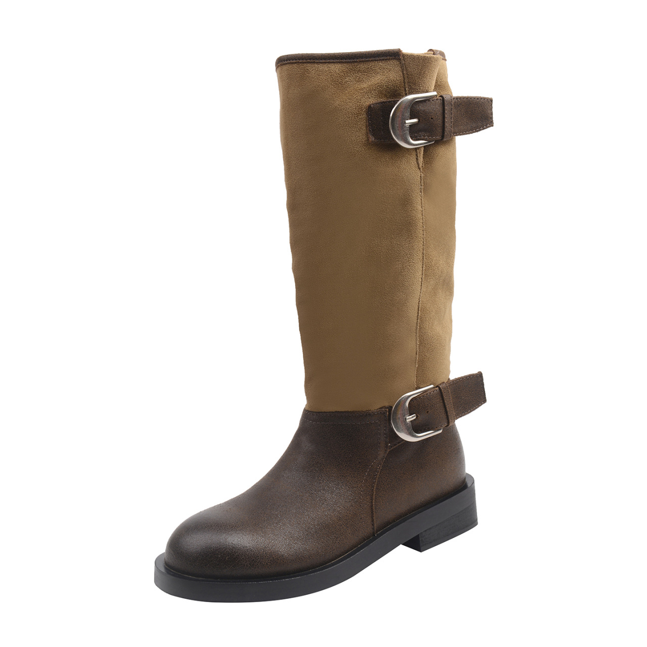 Free shipping designer Boots High quality fashionable thick heeled boots with high heels round headed knight high boots Customizable black