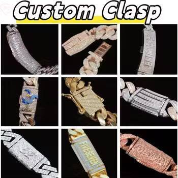 12mm Custom Moissanite Clasp Cuban Chain Plain Necklace Hip Hop Jewelry Moissanite Cuban Chain