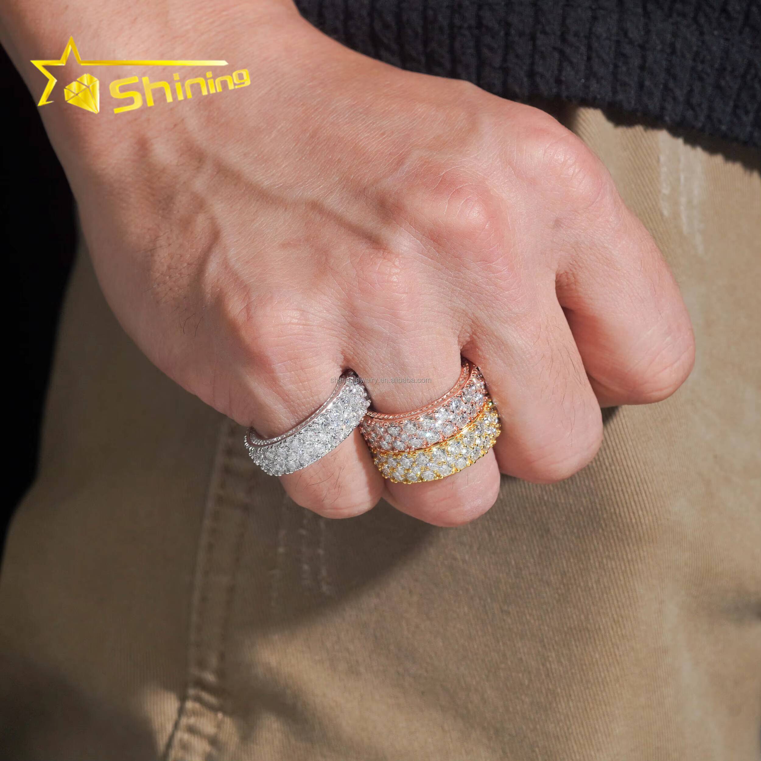 Hot Sale Cheap Price Iced Out Fine Man Jewelry Engagement Rings 925 Silver Jewelry FL Moissanite Diamond Eternity Band Ring