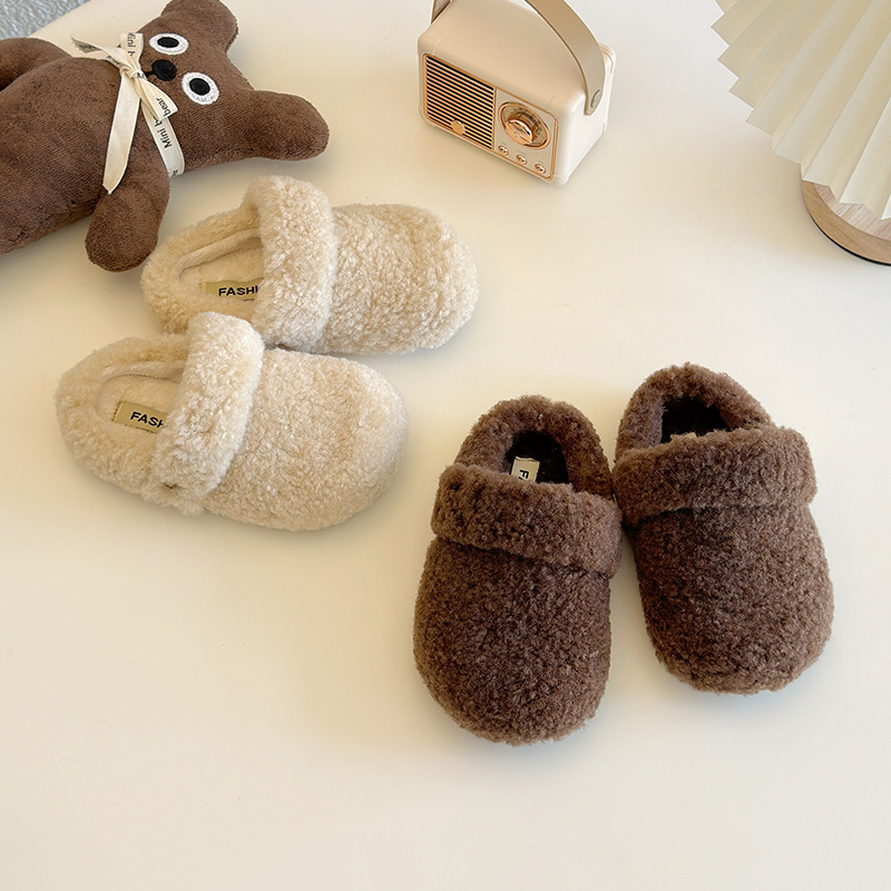Kids Winter Slippers for Toddlers Children's Fur Short Plush Warm Flats Slippers Kidszworld Girl Boy Winter Slides Slippers Sizes 22 - 36 K01016