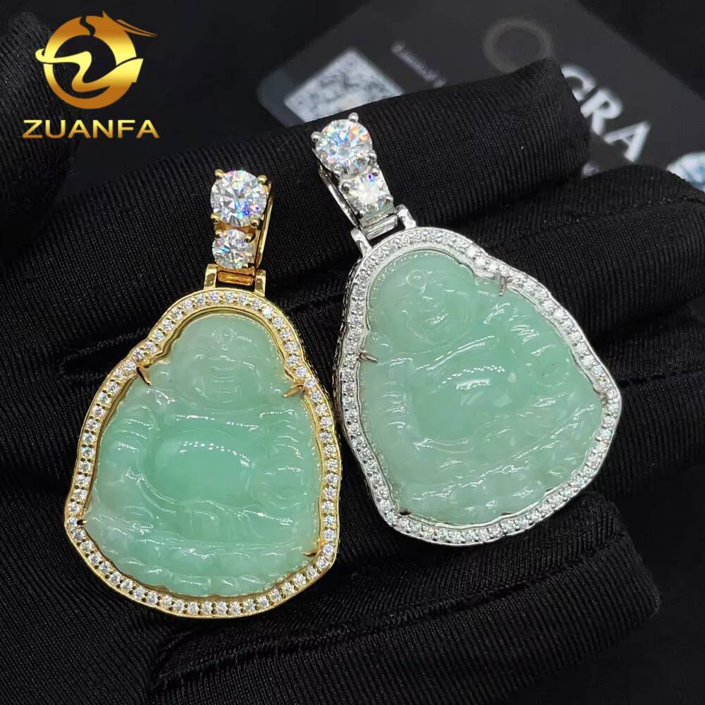 Pass Diamond Tester GRA Certified Hip Hop Jewelry 925 Sterling Silver Iced Out VVS Moissanite Jade Buddha Pendant