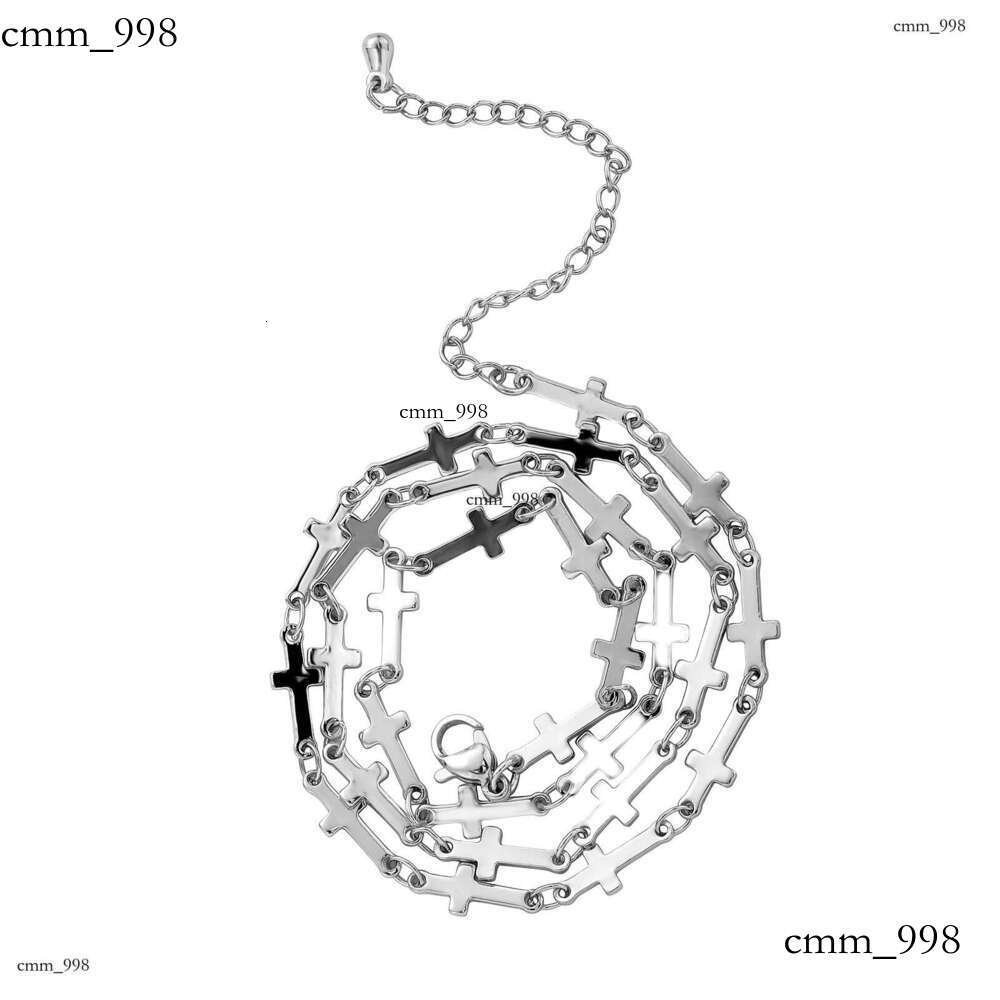 INS Style Fashion Women Alloy Material Bone Cross Necklace Choker Layered Personality Hip Hop Chain
