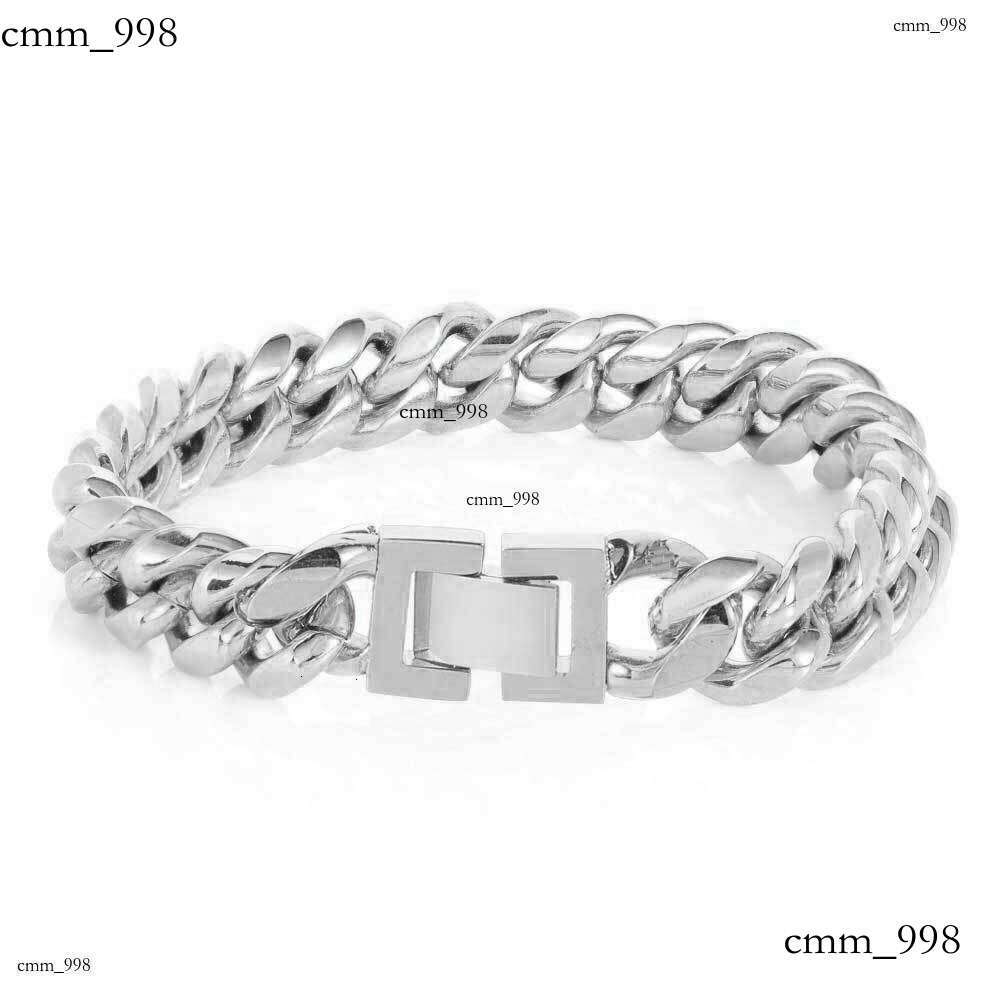 Hip Hop Buckle Stainless Cuban Trendy Brand Titanium Steel Jewelry Round Polished Encrypted Men's Bracelet