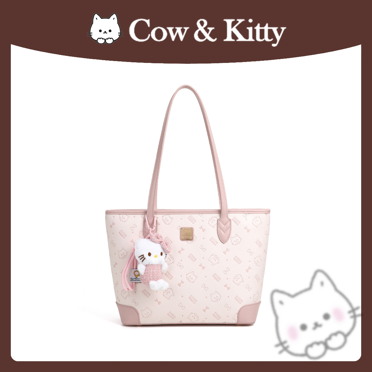 Cow & Kitty designer bag free shipping 2025 New Versatile Large Capacity Commuter Student Handbag Cute Cartoon Printed Tote Bag for woman