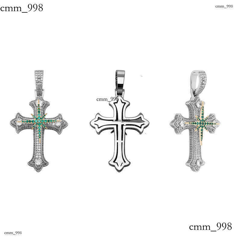 Live New Hip-Hop Jewelry Full Dia Hexagram Meteor Cross Pendant Unisex Trendy Necklace