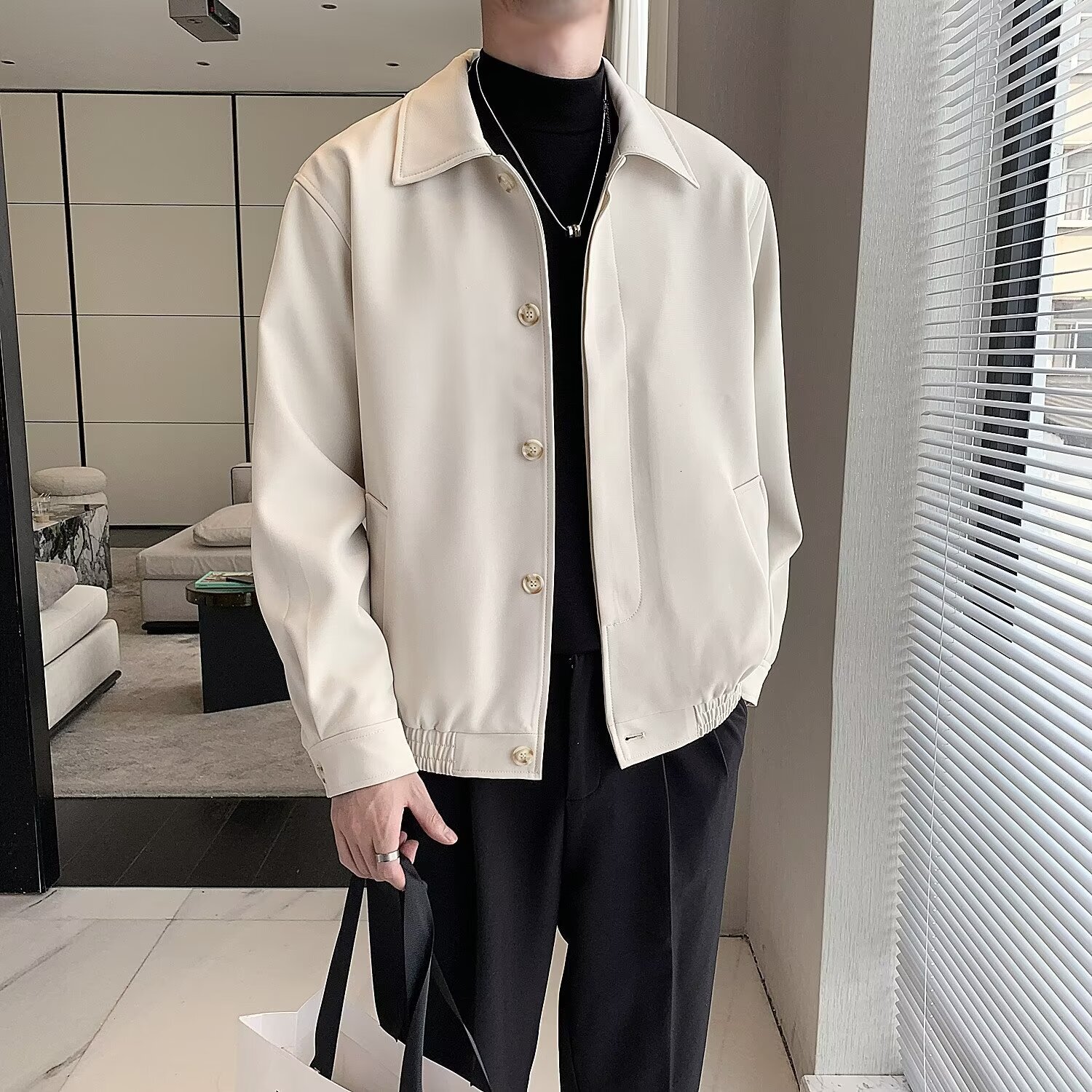 Light Mature Style Handsome Jacket Men Designer Jacket Men's Jacket Spring And Autumn Korean Version Design Trendy Turn-down Collar Retro Workwea
