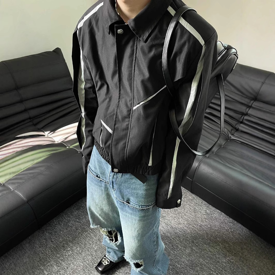 New Korean Version Designer Jacket Simple Design Patchwork Regular Jacket Unisex Trendy Brand Jacket Men Ins High-end Versatile Fashion Outerwear