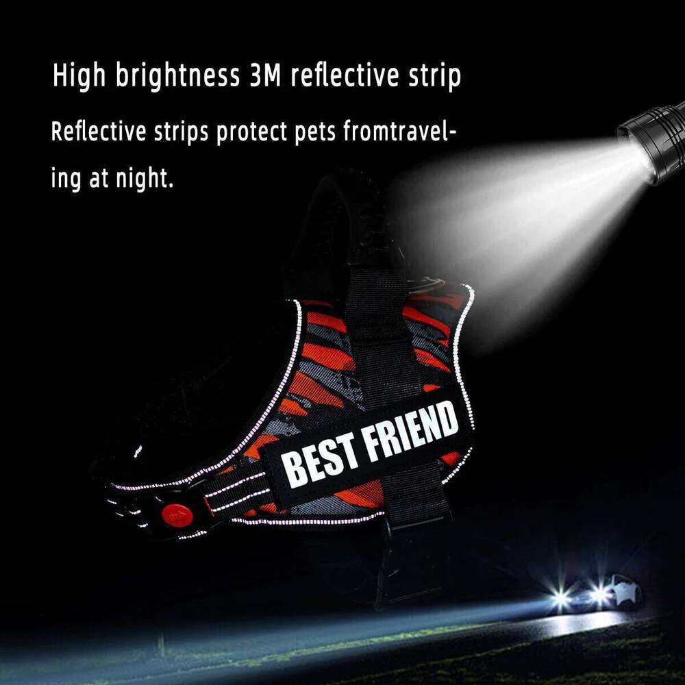 Accept Customise Patches Pet Harness No Pull Reflective Saddle Adjustable Dog Walking For Small Medium And Large Dogs Vest