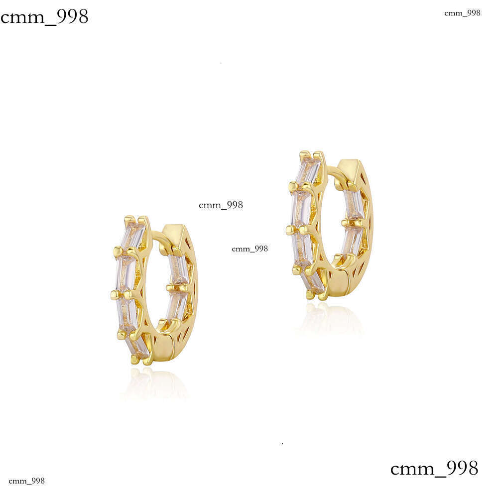 Sterling Silver Zircon Elegant High-end Square Bamboo Knot Fashion Versatile Sweet Fresh Earrings Jewelry