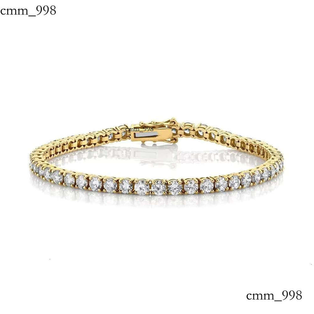 4mm Bracelet Sterling Sier Gold Plated VVS Iced Out Moissanite Tennis Chain