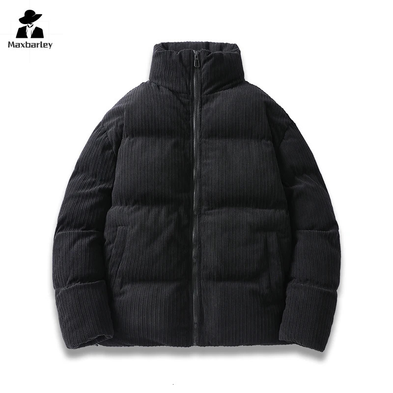 Harajuku Corduroy Parka Mens Winter Fashionable Allmatch Thickened Windproof Padded Jacket Unisex Short Ski Warm Bread Coat 251011