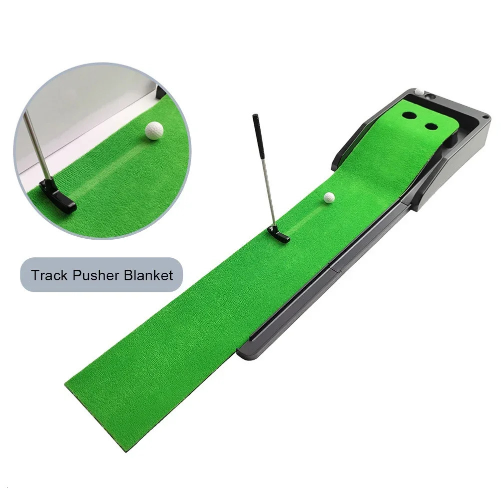 Golf Putting Training Mat WrinkleResistant Golf Desktop Putting Practice Set with Ball Return2 Holes Putting Green Indoor Set 251011