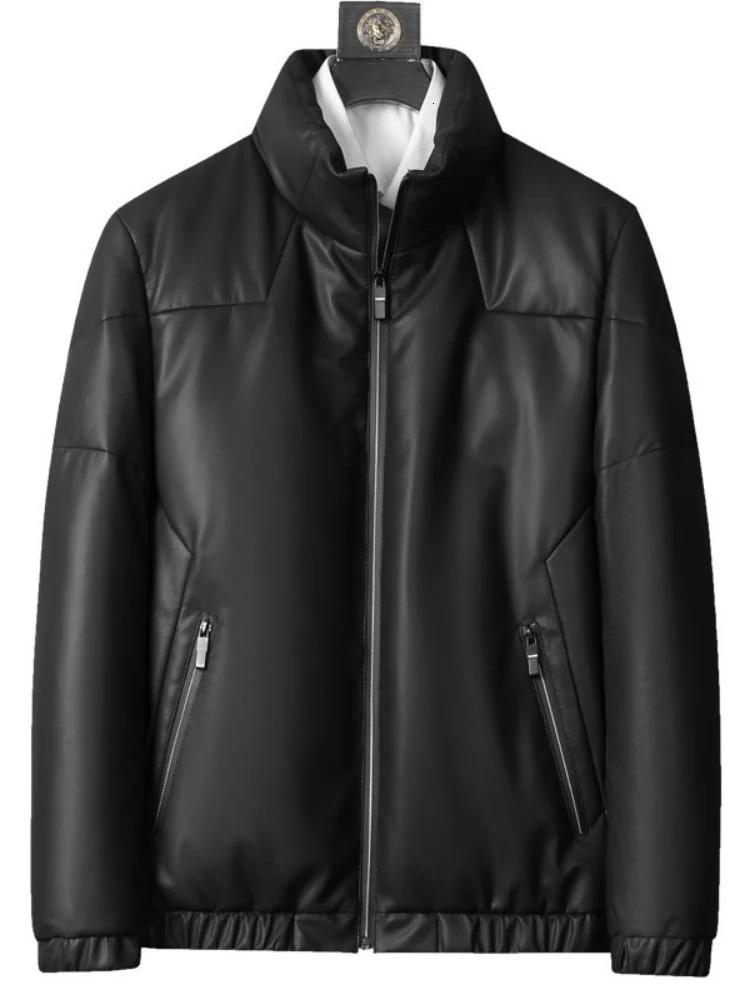 Mens Genuine Leather Down Jacket Sheepskin Goose Down Leather Jacket Thickened Coat Autumn And Winter Leather Jacket 251011