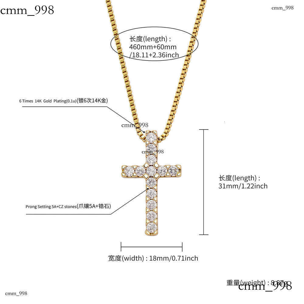New Hip-Hop Style Full Dia Cross Necklace Street Personality Trendy Accessory Pendant