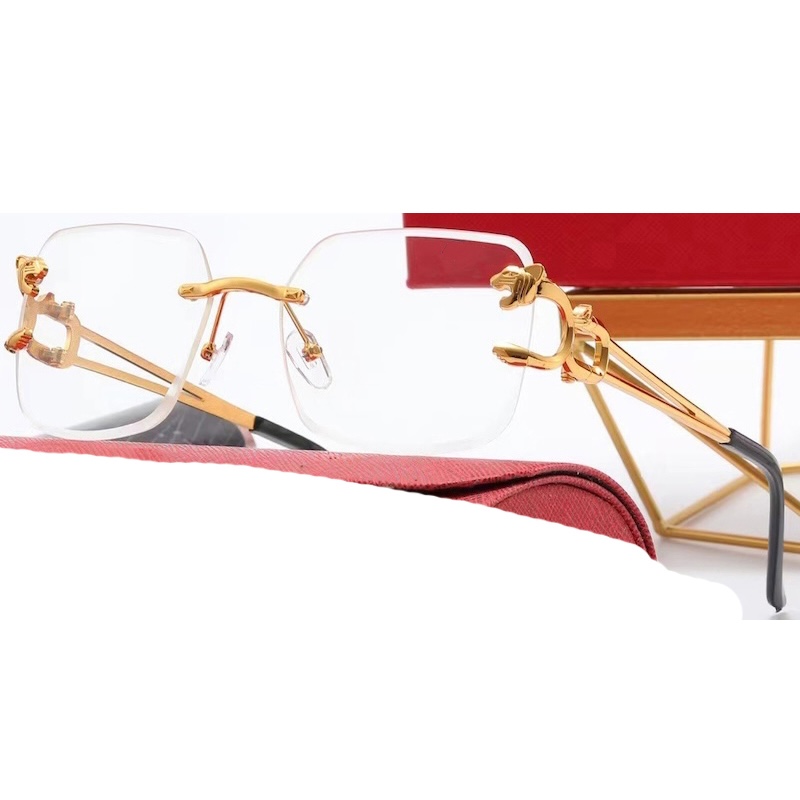 Square Rimless Luxury Sunglasses for Party & Street Style, UV Protection Fashion Eyewear Gold Frame Gradient Lenses Retro Trendy Chic UV400 Y2k Style 