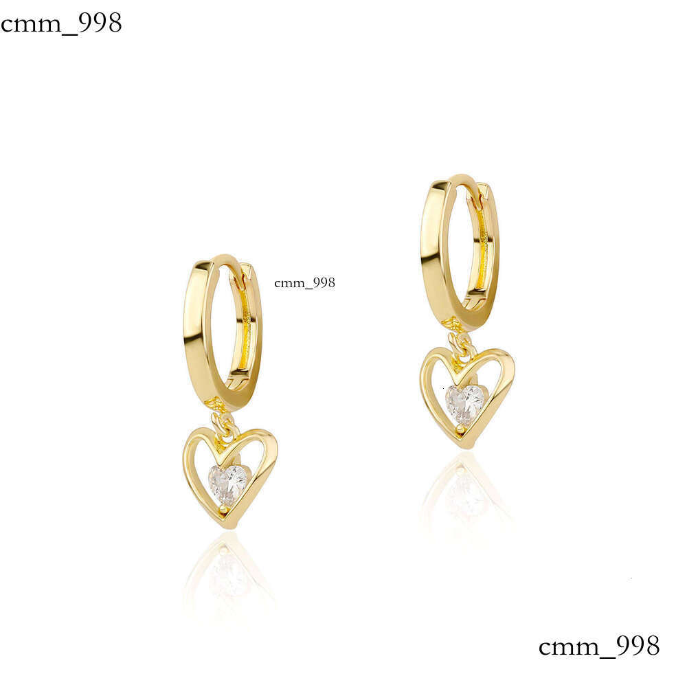 Niche High-End Heart-Shaped Sterling Silver Zircon Earrings Trendy Hoop Simple Ins Style Versatile Personality Temperament Ear Jewelry