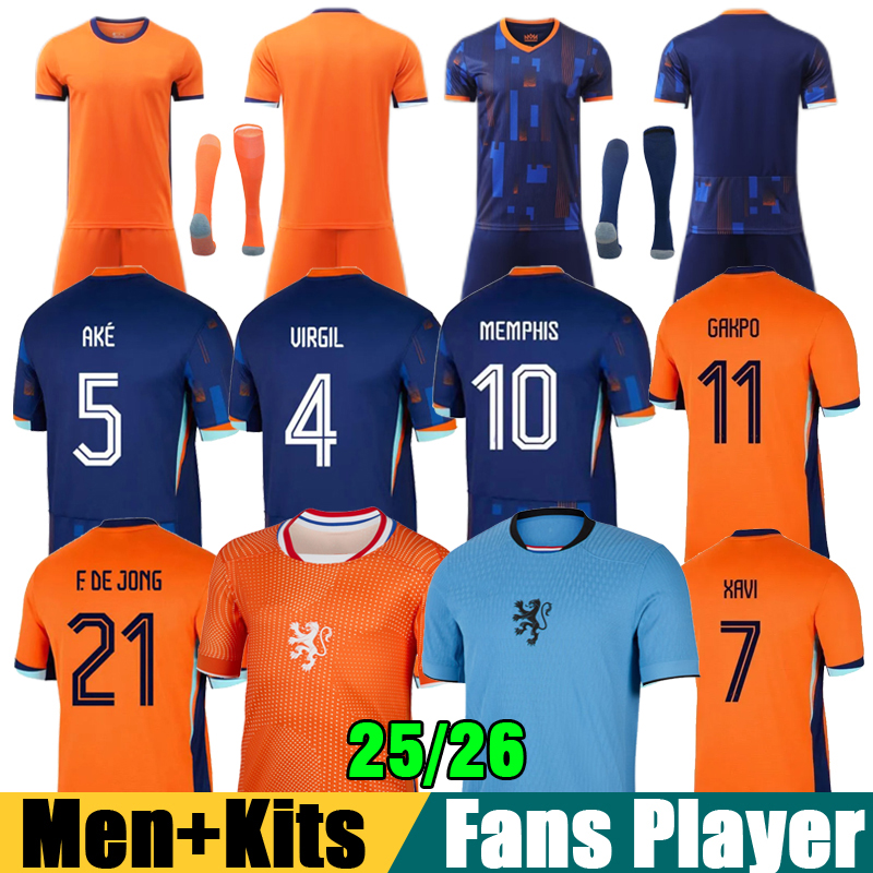 25 26 Netherlands Soccer jerseys MEMPHIS 2025 2026 VIRGIL jersey DE JONG GAKPO MALEN VEERMAN WEGHORST DUMFRIES BROBBEY FRIMPONG Shirt DE LIGT XAVI men kids kit