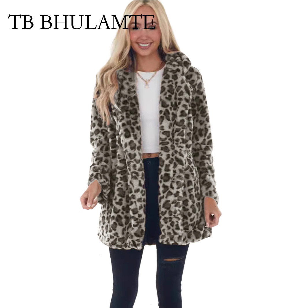 TB BHULAMTE Free Shipping New Designer Clothing 2025 Autumn/winter Leopard Print Women's Fashionable And Elegant Faux Fur Loose Pocket Jacket