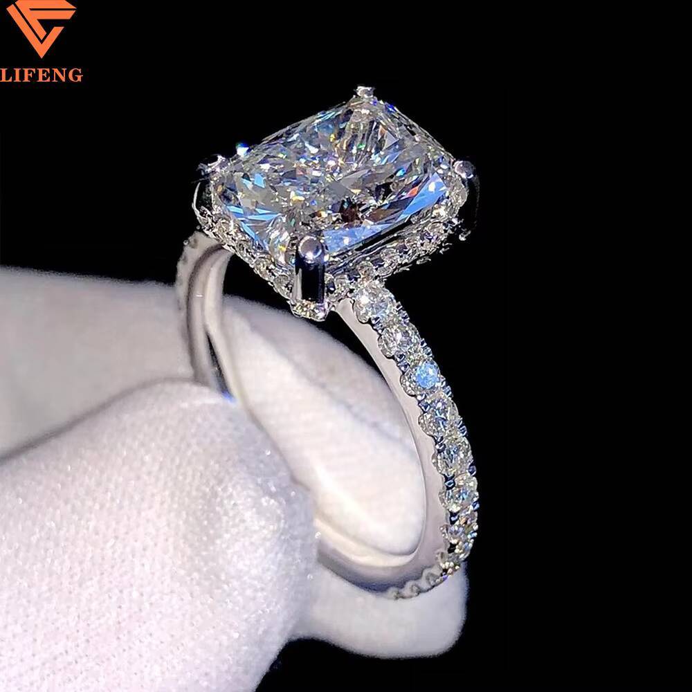 1ct Radiant Cut Mossanite Diamond Engagement Ring 14K Gold Plated Silver VVS Moissanite Wedding Gift for Women