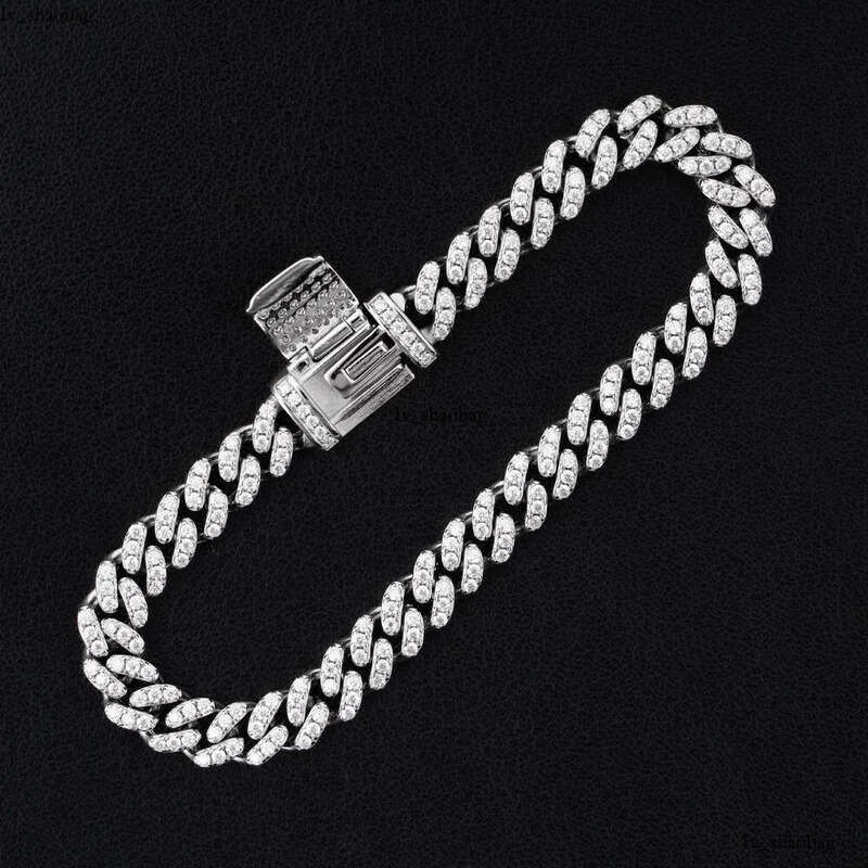Sterling Sier VVS Dia Cuban Bracelet for Men Women 6mm 8mm 10mm 12mm White Gold GRA Moissanite Necklace 825 aaa