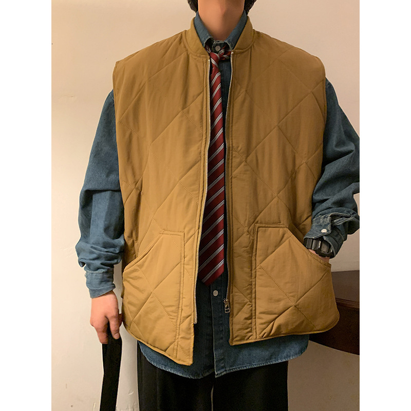 Japanese Retro Cotton Vest For Men Winter Trendy Brand BF Loose Simple Student Versatile Jacket Men Sleeveless Designer Jacket Vest Jacket