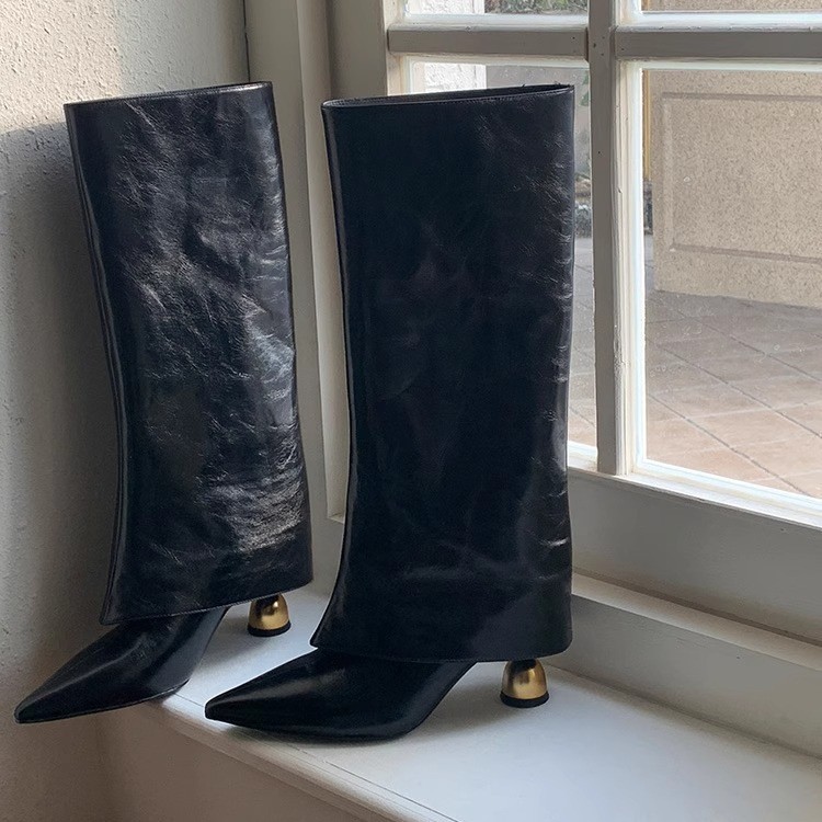 Free shipping designer Boots High quality fashionable thick heeled boots with high heels round headed knight high boots Waterproof