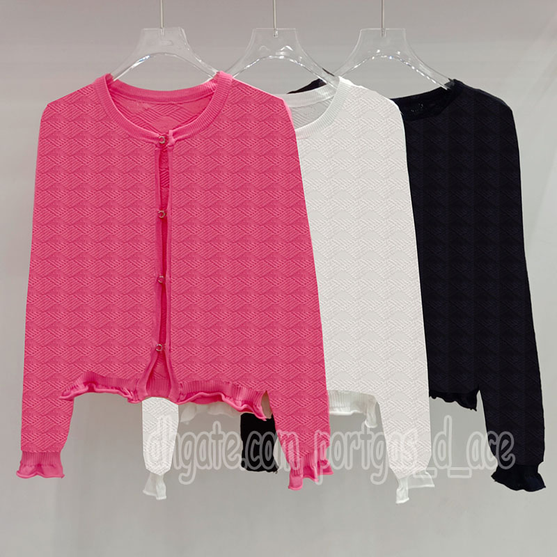 Luxury Designer Cardigan Jacket Summer Spring Elegant Hollow Knitted Tops Brand Solid Color Street Style Knits Sweater