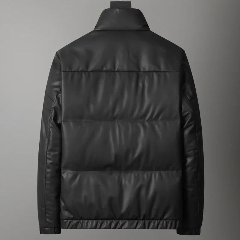 Mens Genuine Leather Down Jacket Sheepskin Goose Down Leather Jacket Thickened Coat Autumn And Winter Leather Jacket 251011