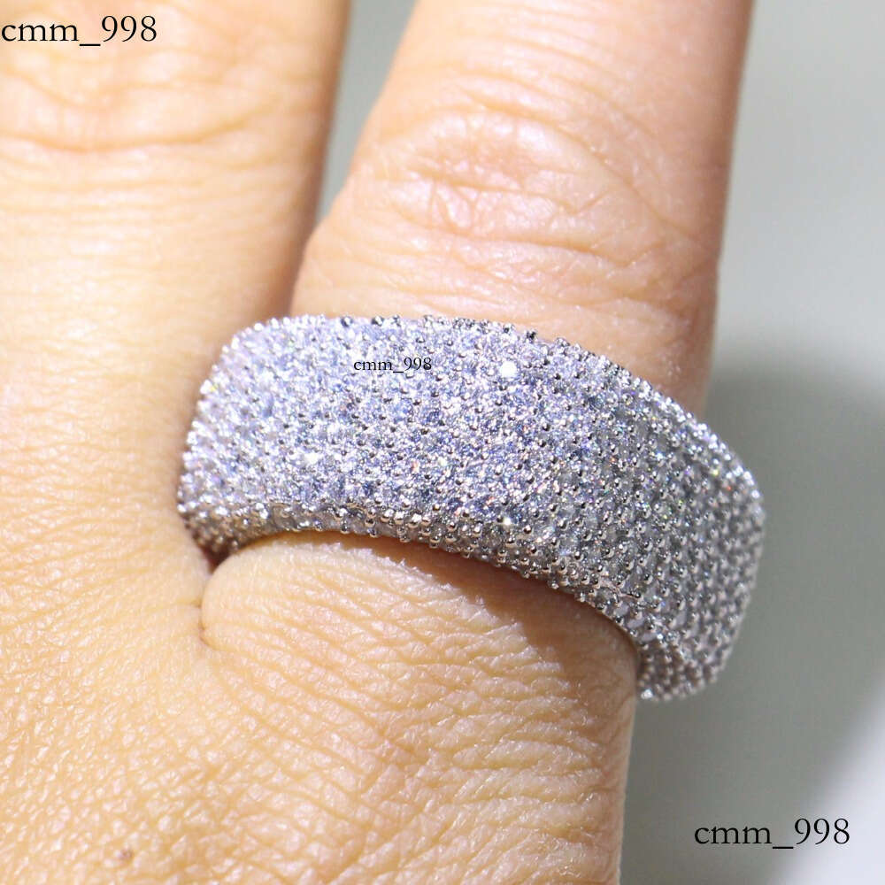 Rulalei Sparkling Jewelry Sterling Sier Pave White Sapphire CZ Dia Eternity Women Wedding Bridal Ring For Lovers' Gift