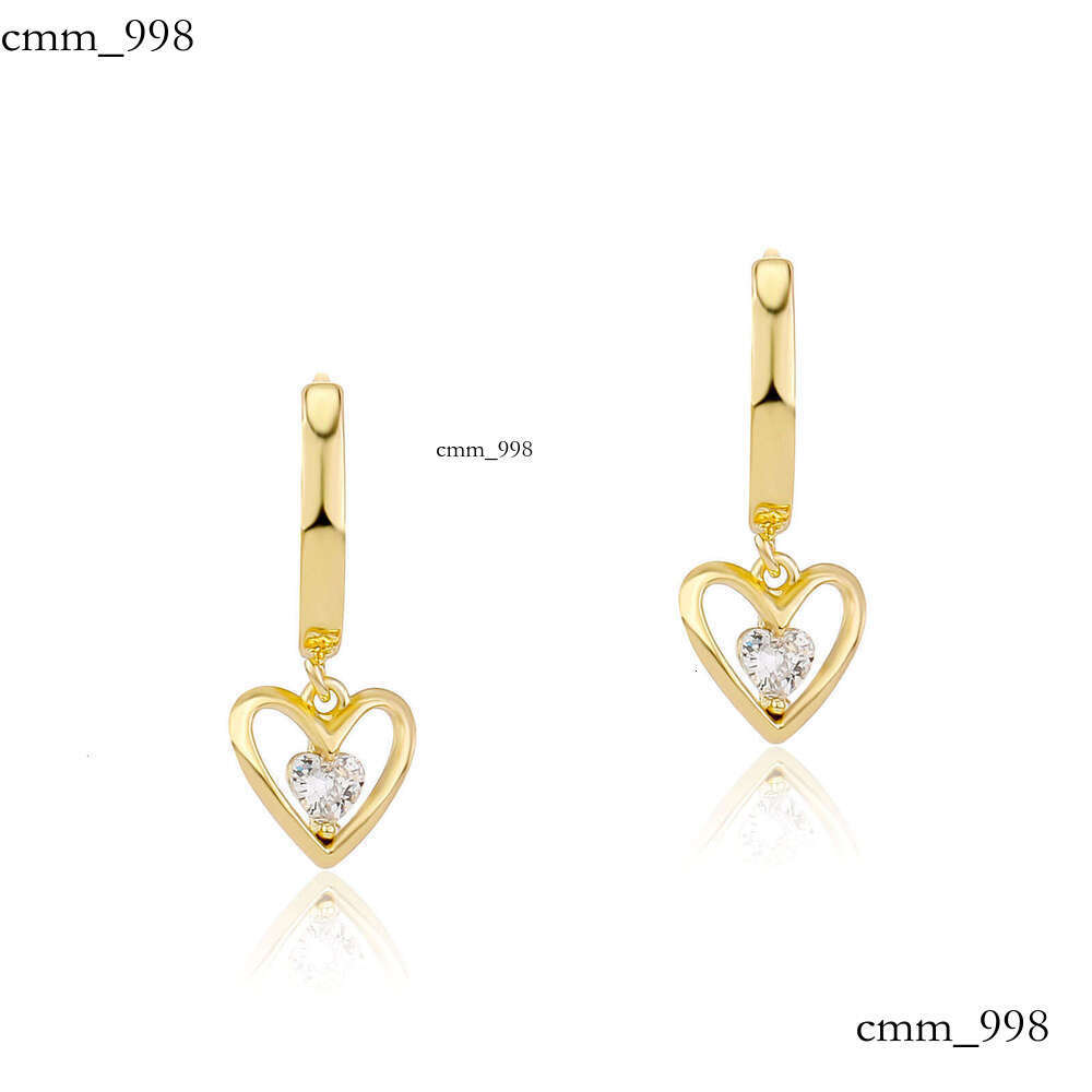 Niche High-End Heart-Shaped Sterling Silver Zircon Earrings Trendy Hoop Simple Ins Style Versatile Personality Temperament Ear Jewelry