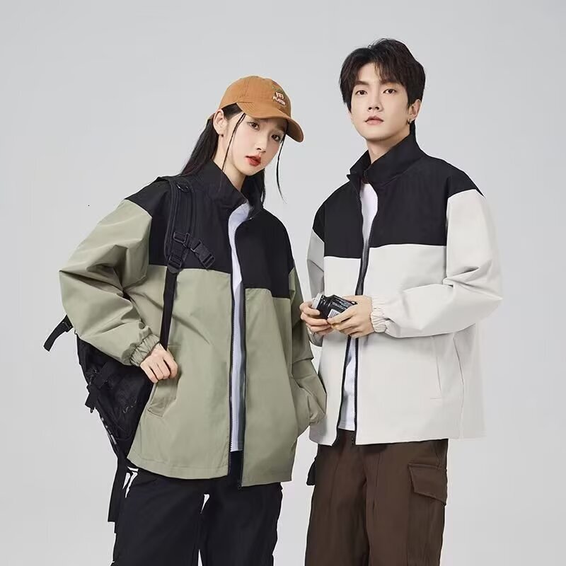 Men's And Women's Outdoor Windproof Designer Jacket Men Jacket Waterproof Jacket Trendy Loose Casual Coat Autumn Stand Collar Patchwork Jacket Trendy