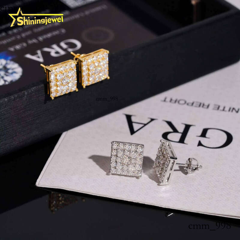 Hot Dia Jewelry Pass Tester Stocks Sterling Sier VVS Custom Sparkling Moissanite Stud Earring Men Earrings