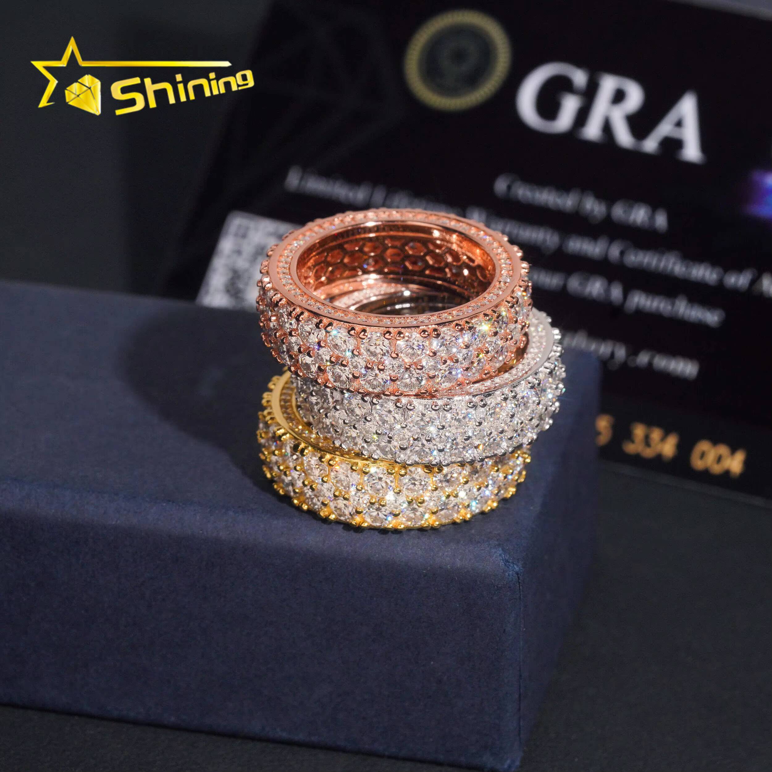 Hot Sale Cheap Price Iced Out Fine Man Jewelry Engagement Rings 925 Silver Jewelry FL Moissanite Diamond Eternity Band Ring