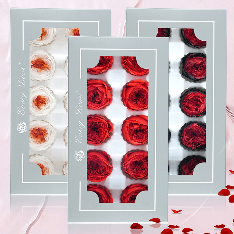 A Grade 10 Heads 4cm Preserved Natural Real Austin Rose Head for Wedding Indoor Party Decoration Eternal Roses Forever Flowers Birthday Gift for Wife Girlfriend