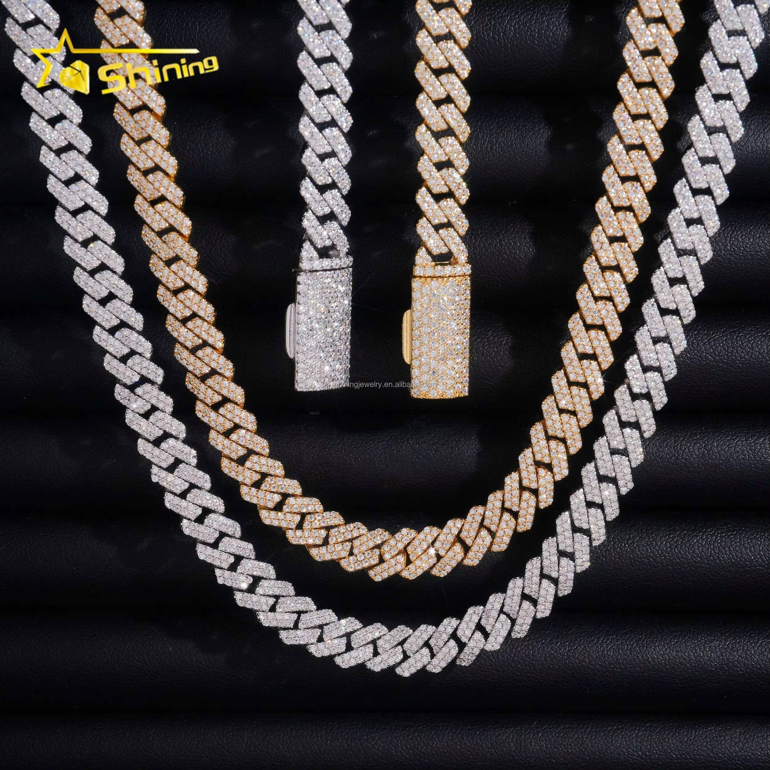 Bulk Stock Wholesale Price Prong Setting GRA Certificate S925 8mm Iced Out VVS Moissanite Miami Cuban Link Chain Bracelet Set